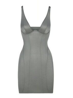 NWT SKIMS Silver Slip Dress Small